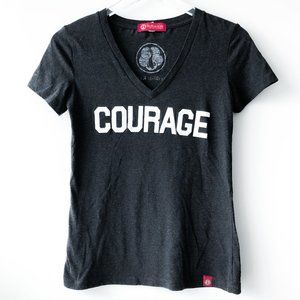 NWOT V-Neck Courage Graphic Tee